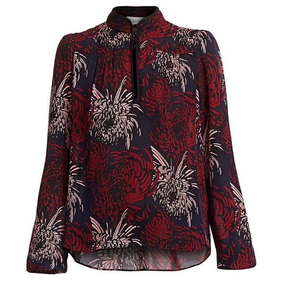 NWT ALC Beatrix Burgundy Floral 100% Silk Blouse Top - Picture 2 of 12